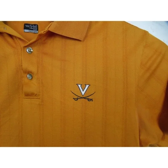 Vtg Virginia Cavaliers Polo Shirt Mens Medium Orange Nike Tiger Woods Golf UVA - Picture 3 of 10